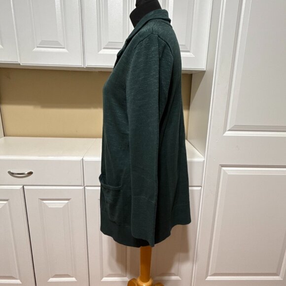 J Jill Sweater Womens M Green Knit Cardigan One Front Button Cotton Blend - Picture 3 of 11